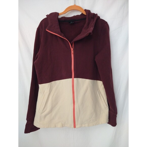 Maven Thread Full Zip Track Jacket Ponte Knit Size XXL Colorblock Burgundy Cream - Picture 1 of 16